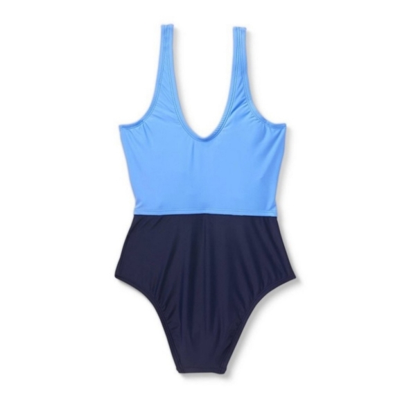 Kona Sol Women's Wrap Tie Colorblock Medium Coverage One Piece Swimsuit - Picture 2 of 7